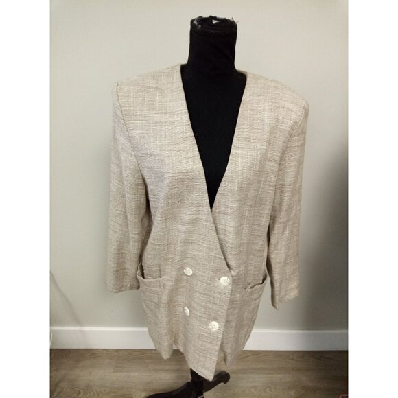 M.J. Carroll Women's Tan Vintage Blazer L - Picture 1 of 5